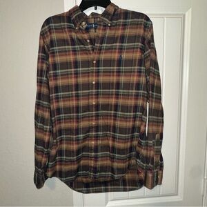 Ralph Lauren Men’s Plaid 100% Cotton Button Down Shirt Size Large Fall Winter